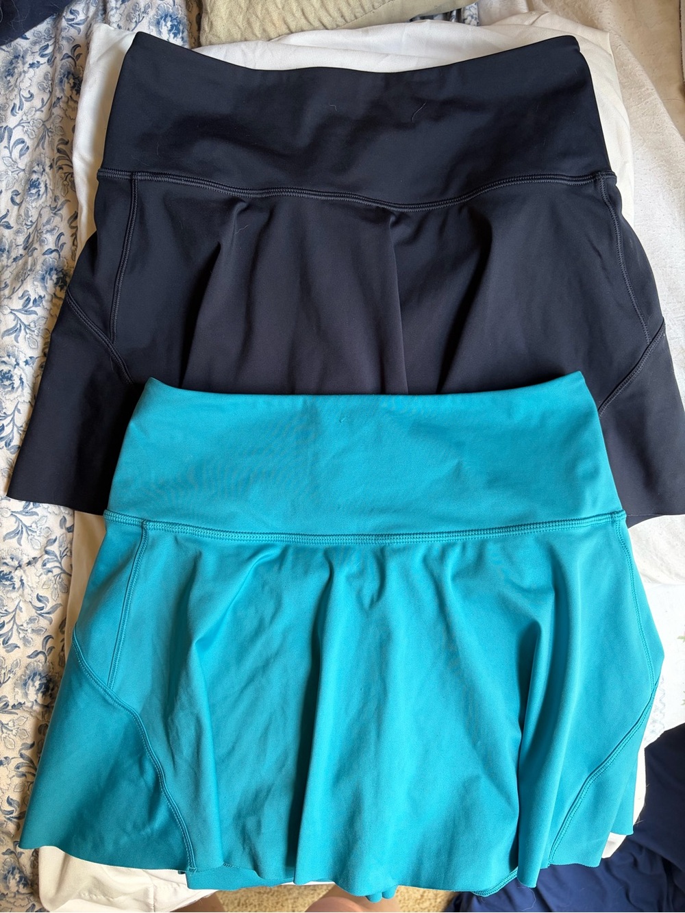 Athleta Black and Teal Two-Pack Skater Skirts